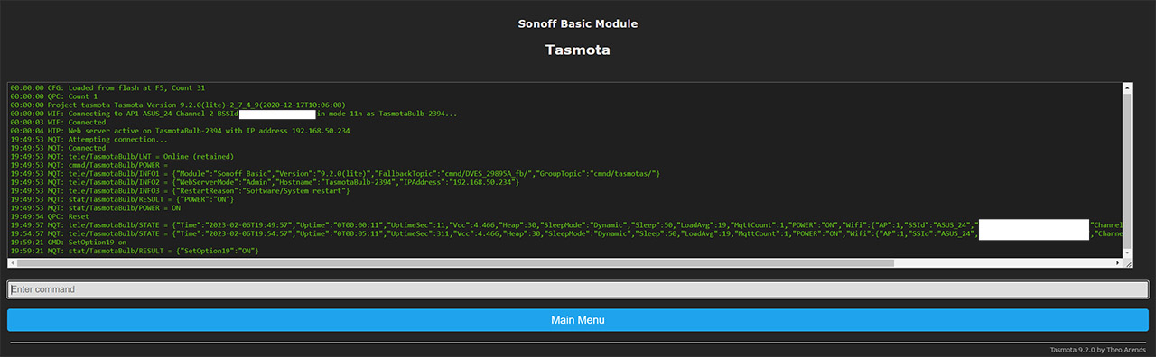 tasmota-home-assistant-console
